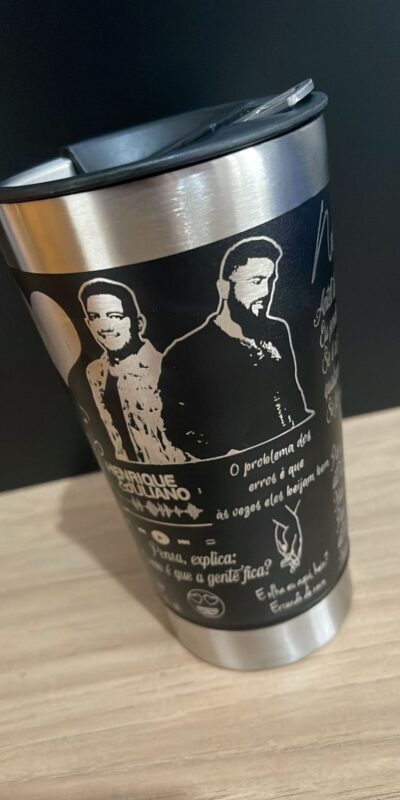 Copo térmico 473ml personalizado Henrique e Juliano